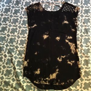 Black tye-dye studded shirt